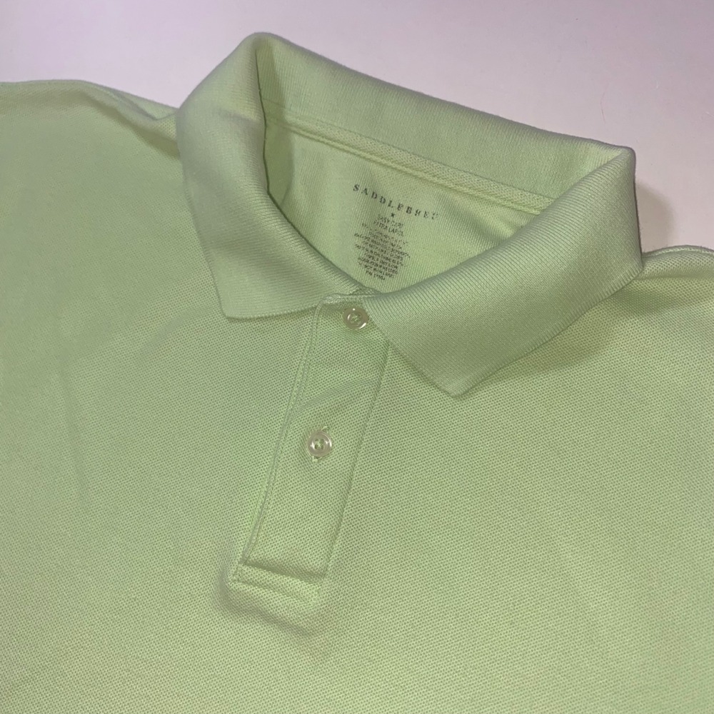 Saddlebred Mens Mint Green Easy Care Pique Polo Shirt Short Sleeve Size XL E216